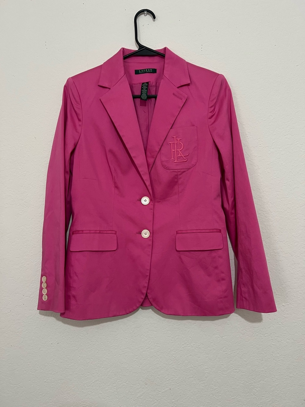 Lauren Ralph Lauren Vintage Pink Blazer With Logo Cotton Size 6